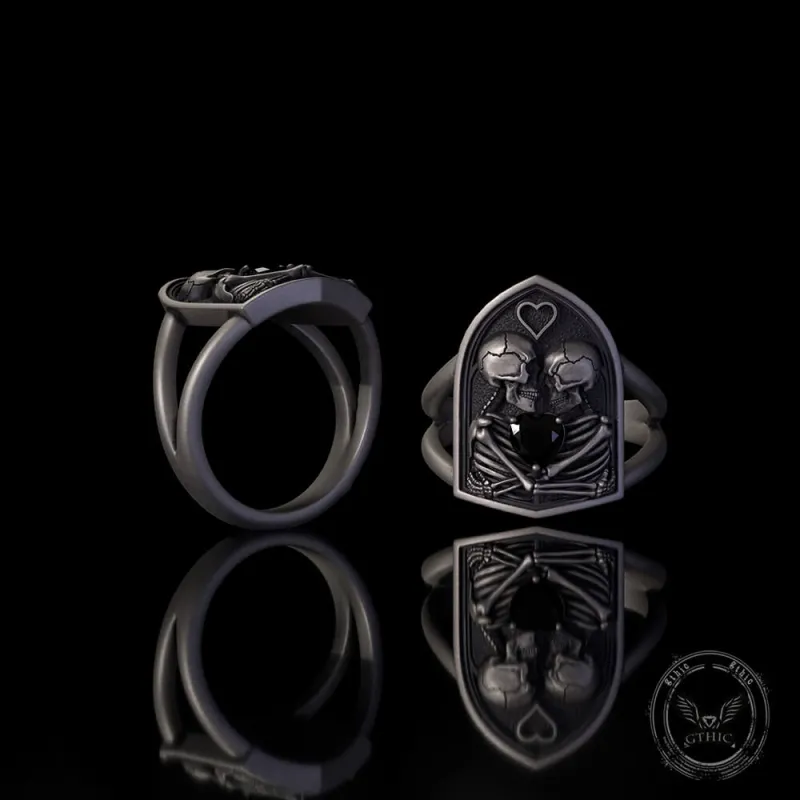 Till Death To Us Part Sterling Silver Heart Gem Couple Ring made by GTHIC