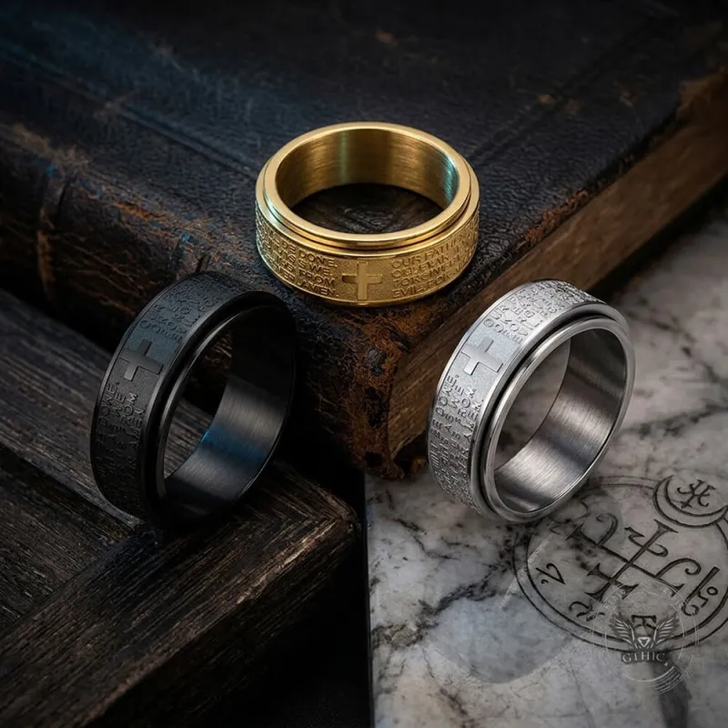 Prayer Cross Stainless Steel Spinner Band Ring made by GTHIC