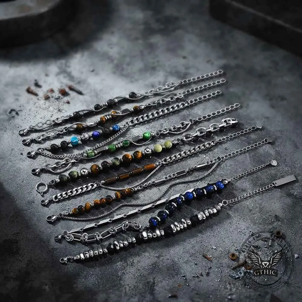 Versatile Natural Stone Beads Stainless Steel Bracelet sold by GTHIC product image thumbnail 4