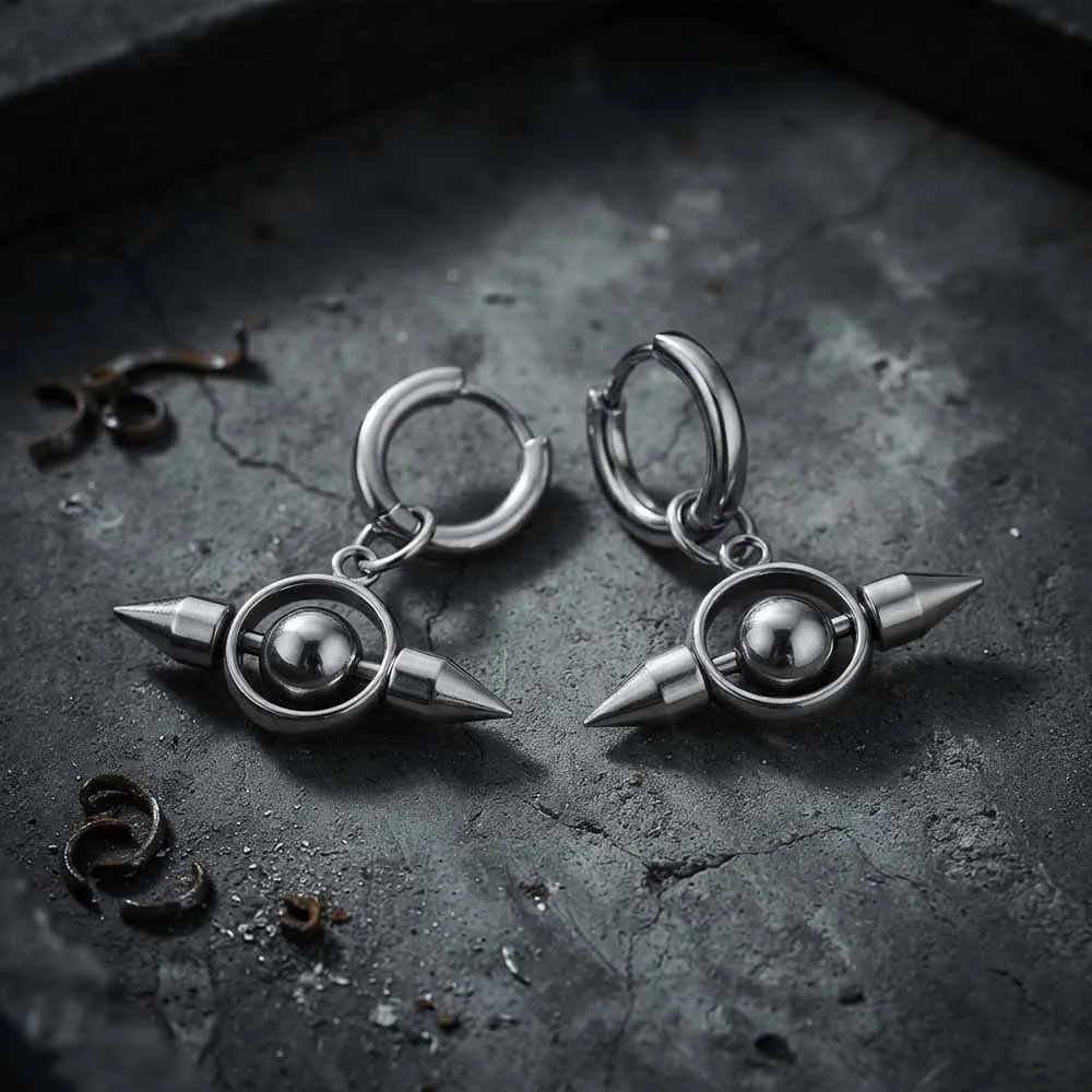 Punk Double-Pointed Spike Stainless Steel Earrings sold by GTHIC product image thumbnail 3