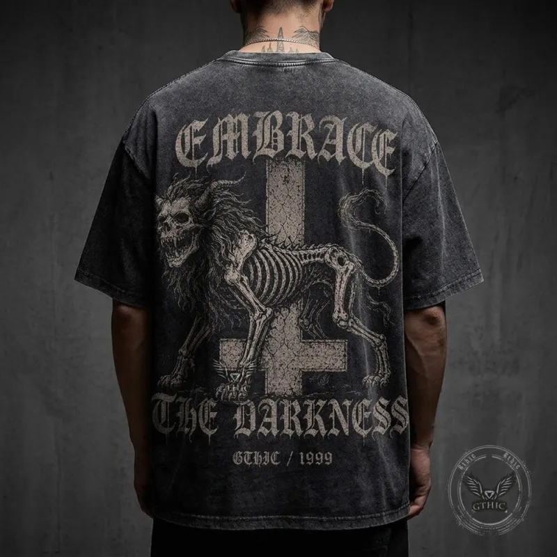 Gothic Inverted Cross Skeleton Beast Vintage Washed T-Shirt made by GTHIC