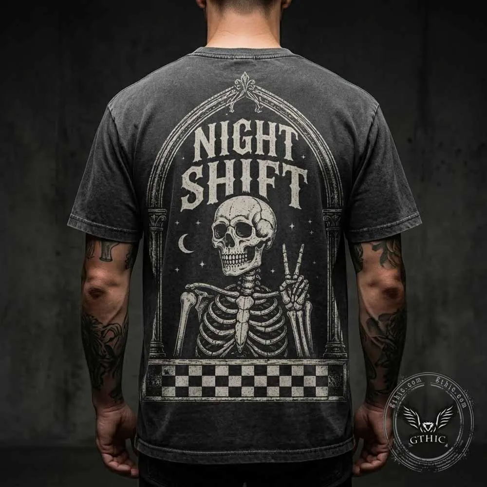 Gothic Skeleton Peace Sign Vintage Washed T-shirt sold by GTHIC