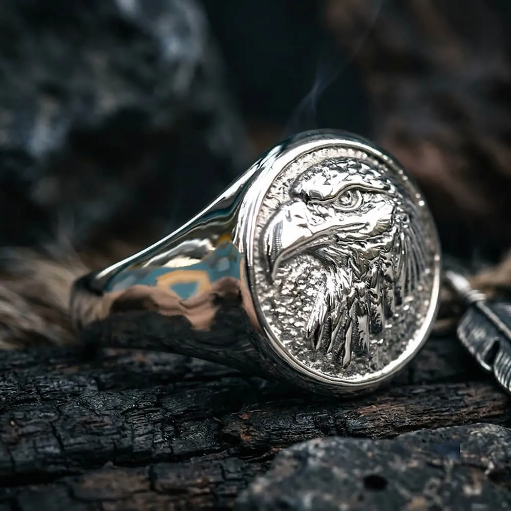 Vintage Eagle Head Stainless Steel Signet Ring sold by GTHIC