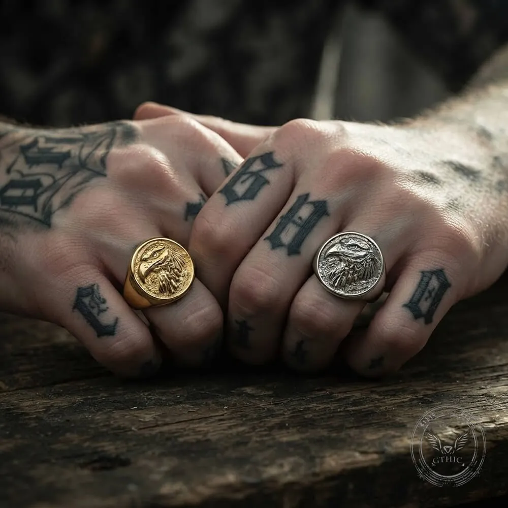 Vintage Eagle Head Stainless Steel Signet Ring sold by GTHIC product image thumbnail 3