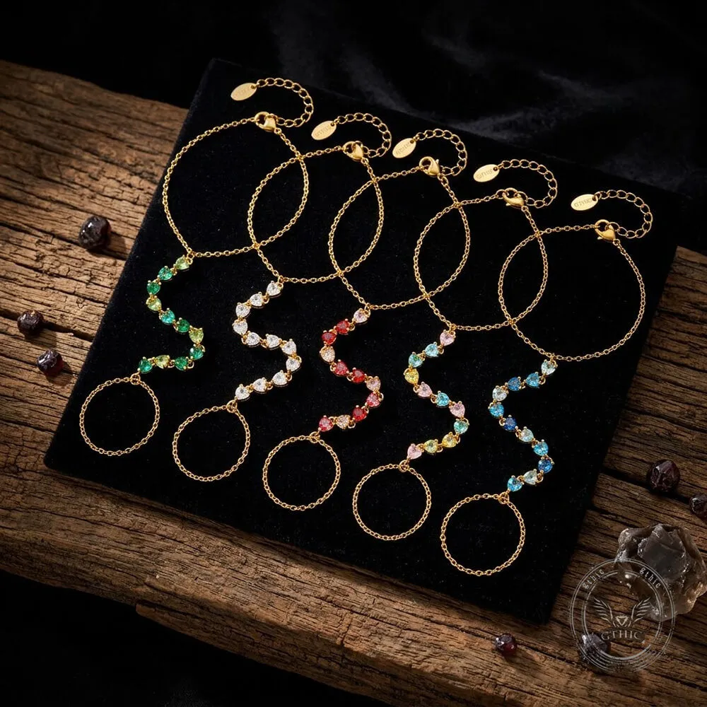 Colored CZ Stainless Steel Ring Attached Bracelet sold by GTHIC product image thumbnail 3