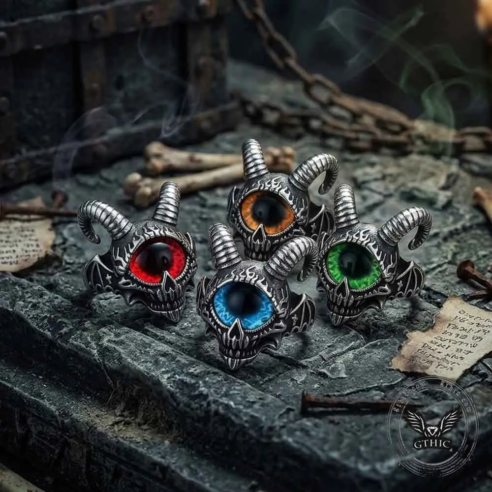 Punk Devil Eye Skull Goat Head Stainless Steel Ring sold by GTHIC