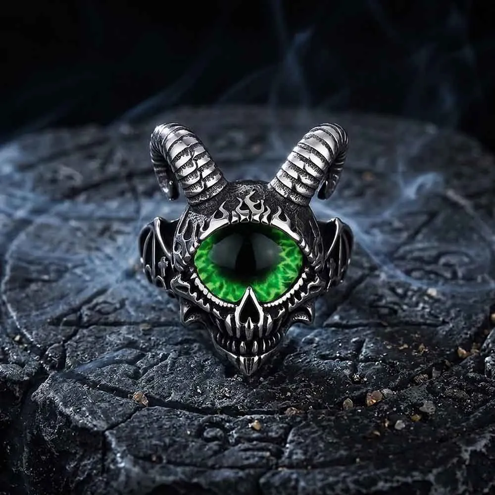 Punk Devil Eye Skull Goat Head Stainless Steel Ring sold by GTHIC product image thumbnail 5