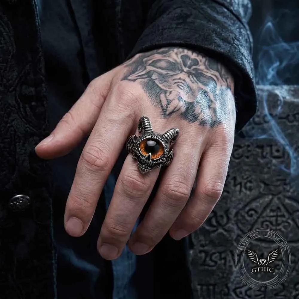 Punk Devil Eye Skull Goat Head Stainless Steel Ring sold by GTHIC product image thumbnail 2