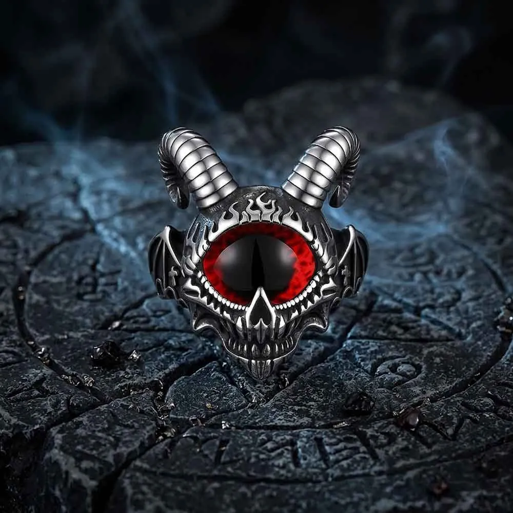 Punk Devil Eye Skull Goat Head Stainless Steel Ring sold by GTHIC product image thumbnail 3