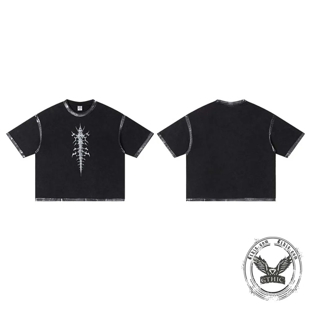 American Vintage-Style Skeletal Spine Print T-shirt sold by GTHIC product image thumbnail 3