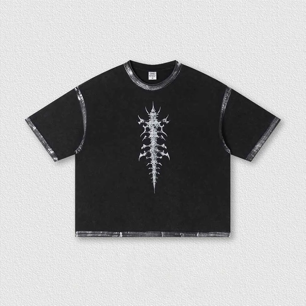 American Vintage-Style Skeletal Spine Print T-shirt sold by GTHIC product image thumbnail 4