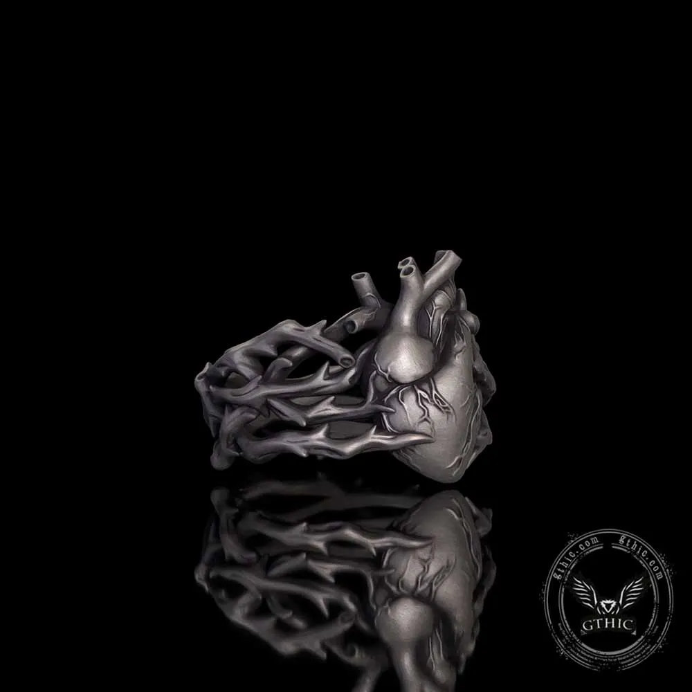 Gothic Anatomical Heart Thorns Sterling Silver Ring sold by GTHIC product image thumbnail 4