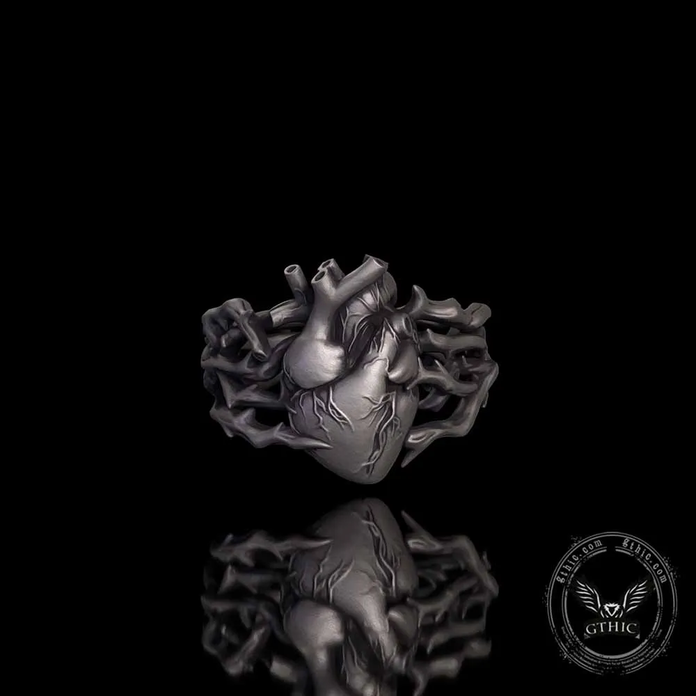Gothic Anatomical Heart Thorns Sterling Silver Ring sold by GTHIC product image thumbnail 3