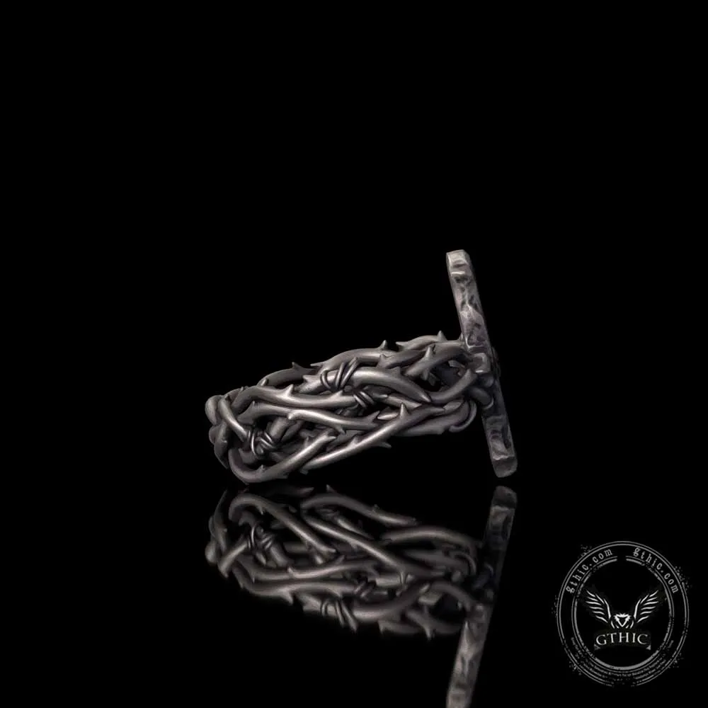 Vintage Thorns Wrapped Cross Sterling Silver Ring sold by GTHIC product image thumbnail 5