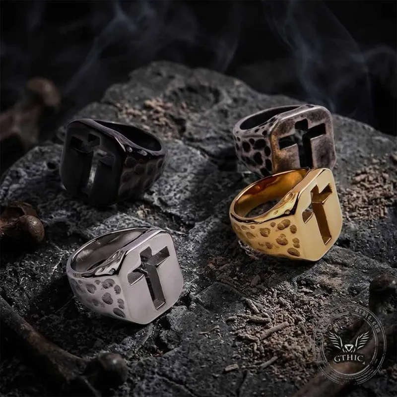 Vintage Hollow Cross Stainless Steel Ring made by GTHIC