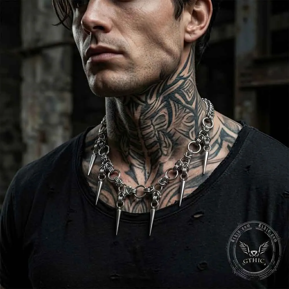 Punk Y2K Multi-Spike Stainless Steel Clavicle Necklace sold by GTHIC