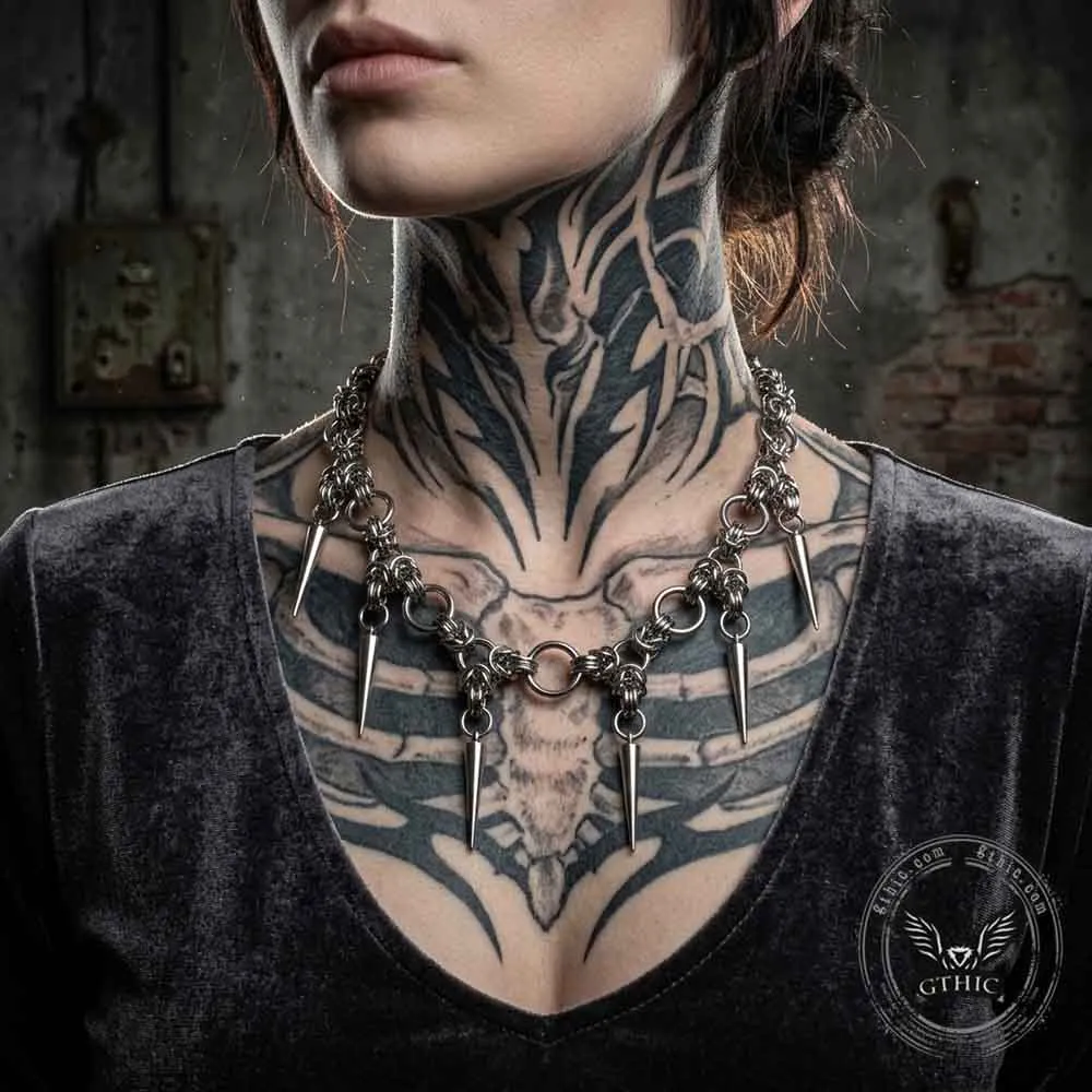 Punk Y2K Multi-Spike Stainless Steel Clavicle Necklace sold by GTHIC product image thumbnail 2