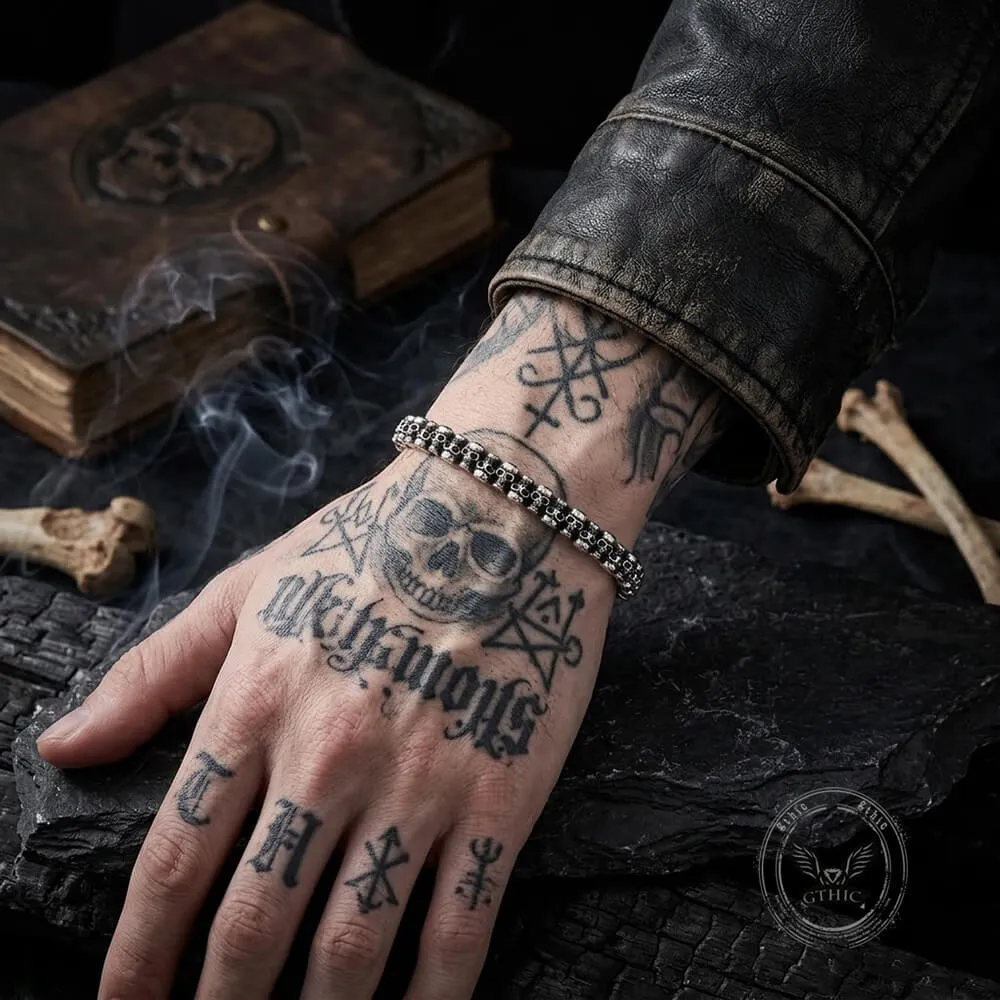 Punk Skull Head Stainless Steel Open Bracelet sold by GTHIC product image thumbnail 2
