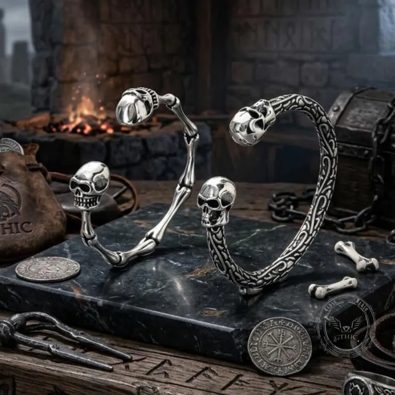 Punk Skull Stainless Steel Bone Cuff Bracelet made by GTHIC