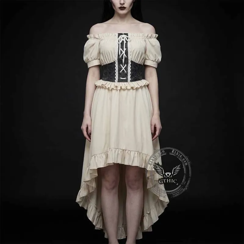 Off-Shoulder Ruffled Asymmetrical Short-Sleeve Dress made by GTHIC