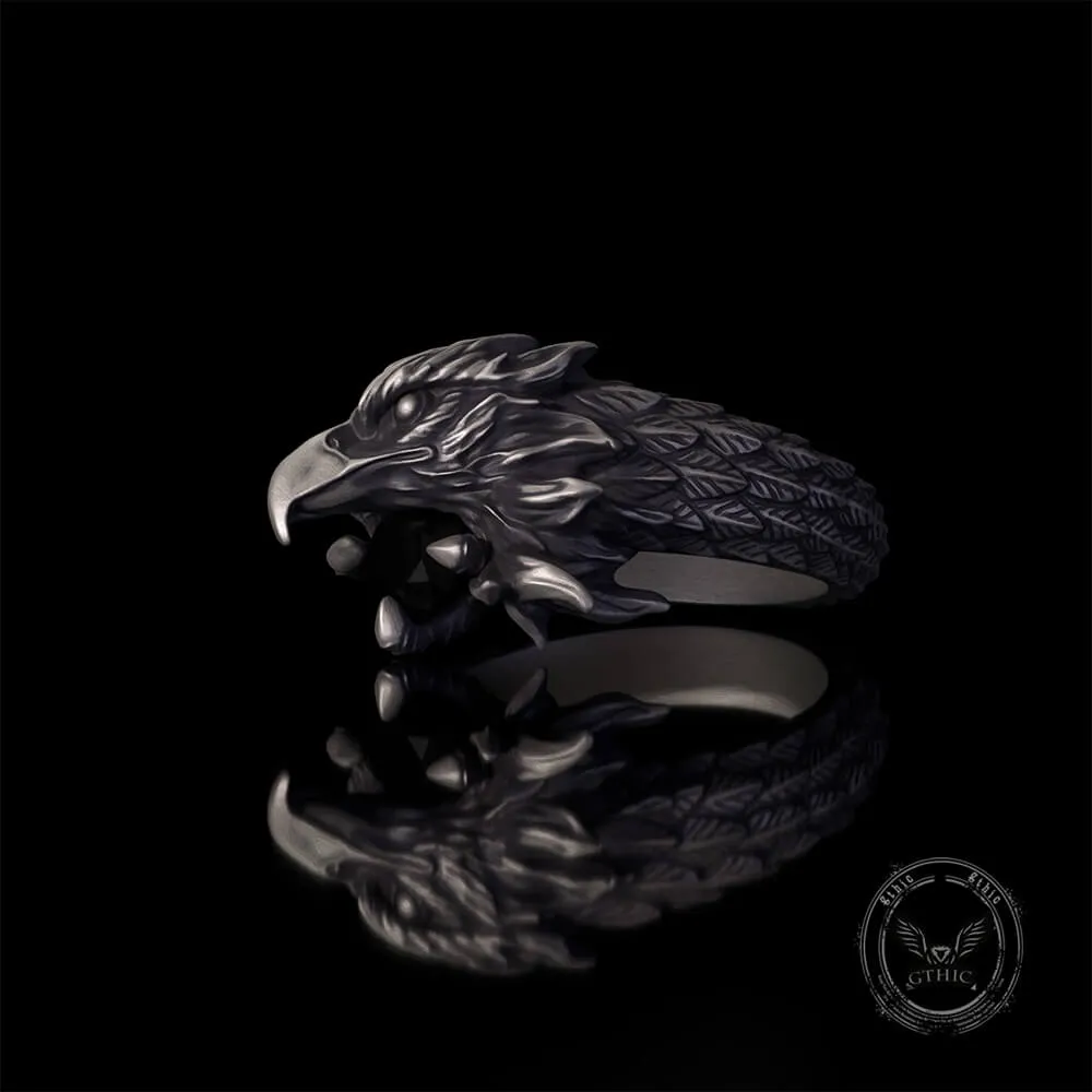 Vintage Eagle Gemstone Sterling Silver Totem Ring sold by GTHIC product image thumbnail 4