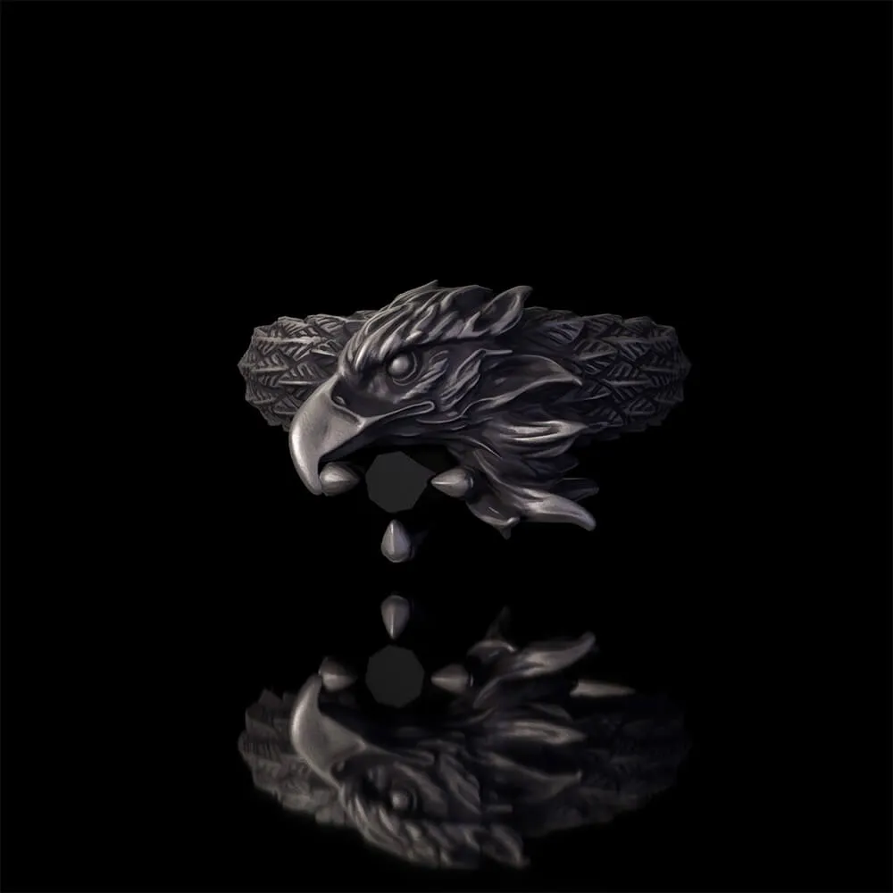 Vintage Eagle Gemstone Sterling Silver Totem Ring sold by GTHIC product image thumbnail 5