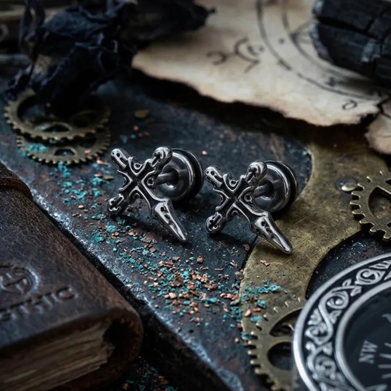 Punk Cross Sword Stainless Steel Earrings made by GTHIC