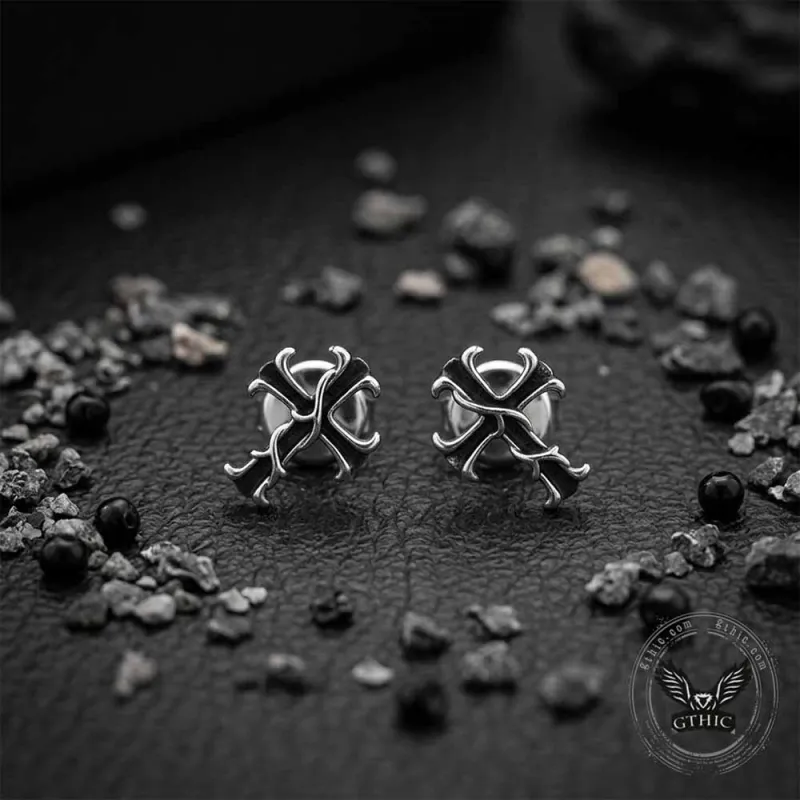 Vintage Carved Cross Stainless Steel Stud Earrings made by GTHIC
