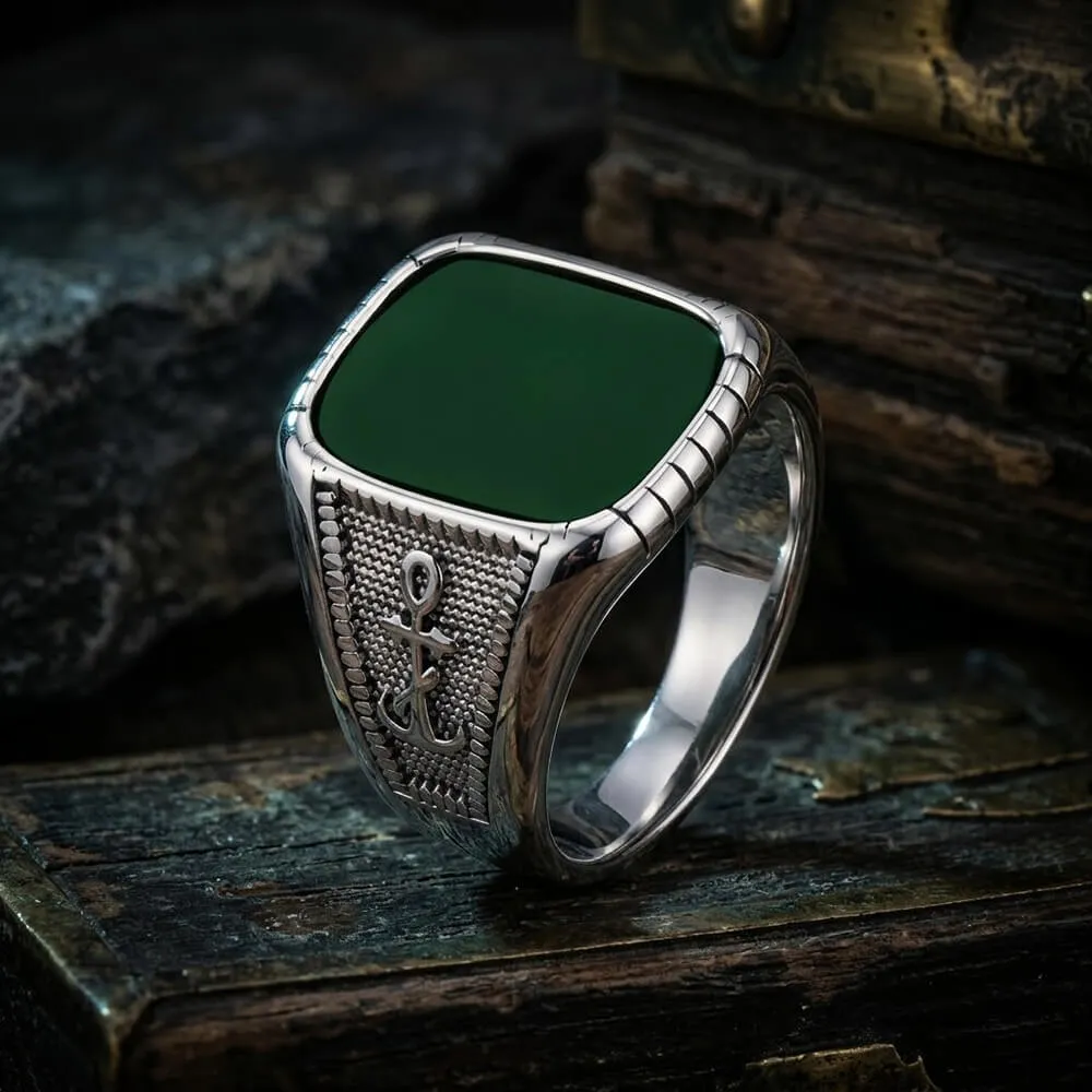 Vintage Anchor Square Gemstone Stainless Steel Ring sold by GTHIC product image thumbnail 5