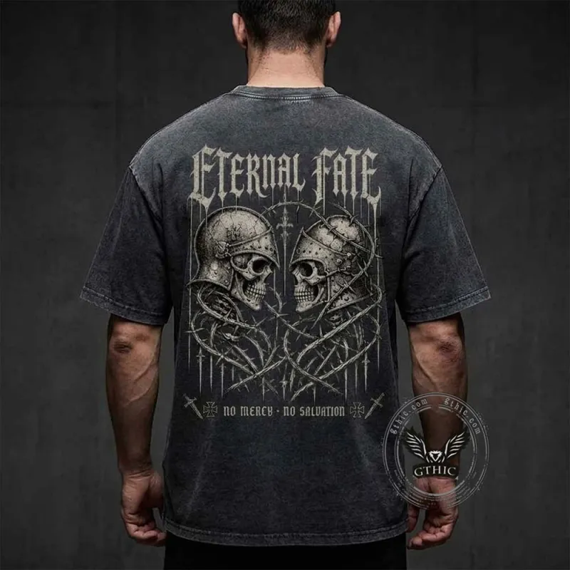 Eternal Fate Knight Skull Thorn Vintage Washed T-shirt made by GTHIC