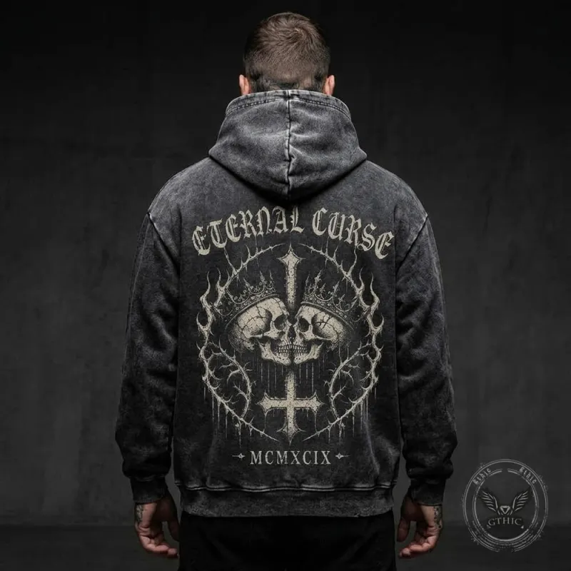 Eternal Curse Skull Inverted Cross Vintage Washed Hoodie made by GTHIC