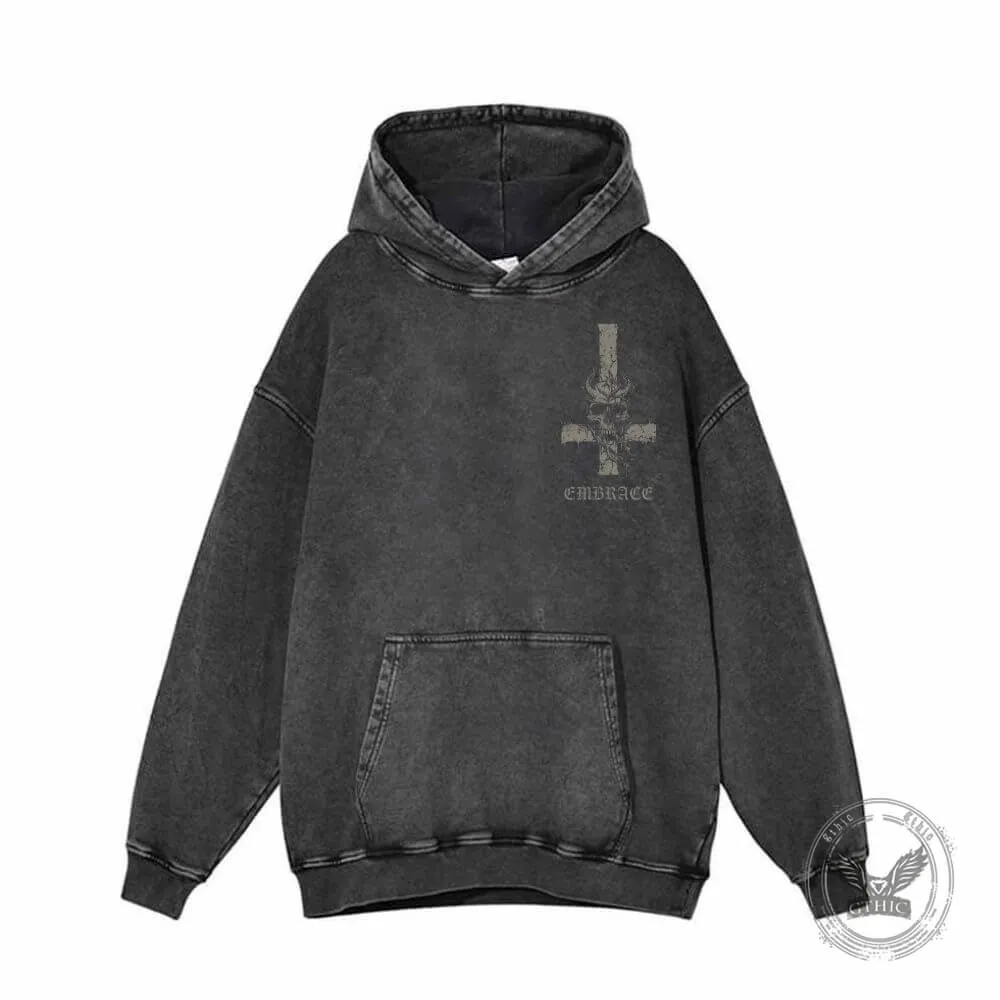 Inverted Cross Skeleton Beast Vintage Washed Hoodie sold by GTHIC product image thumbnail 3