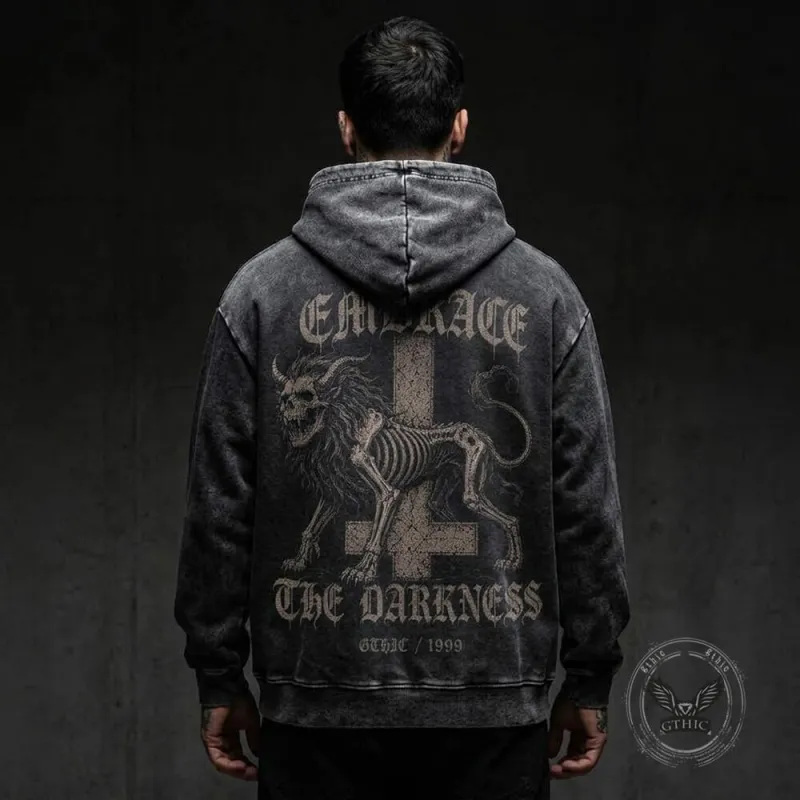 Inverted Cross Skeleton Beast Vintage Washed Hoodie made by GTHIC