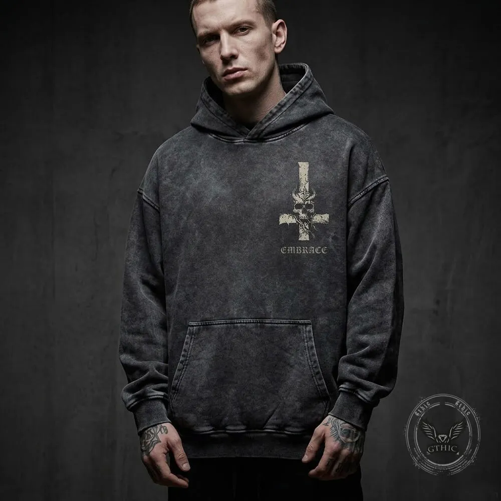 Inverted Cross Skeleton Beast Vintage Washed Hoodie sold by GTHIC product image thumbnail 2