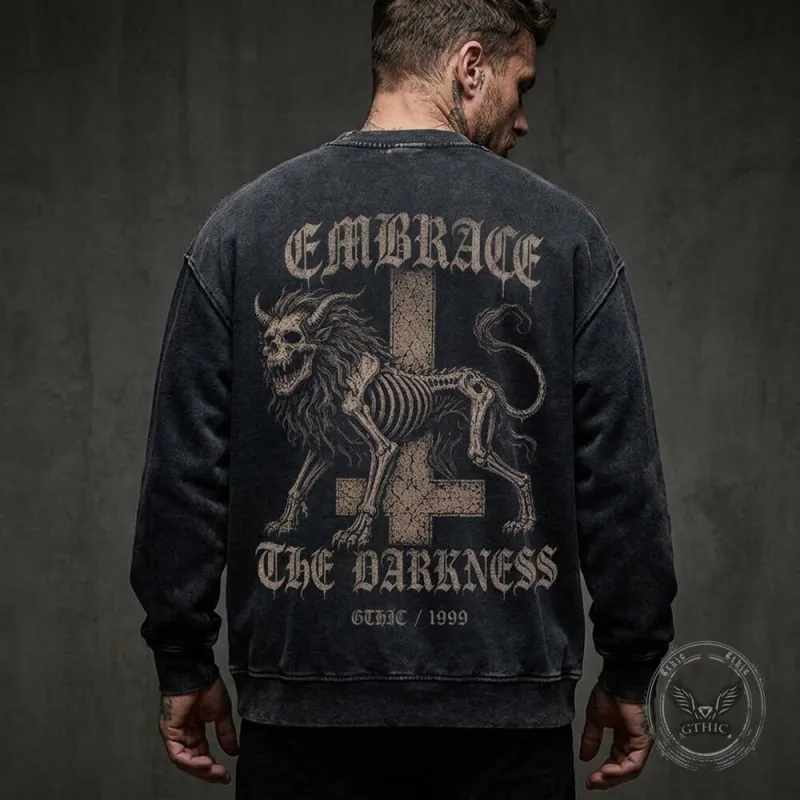 Inverted Cross Skeleton Beast Vintage Washed Sweatshirt made by GTHIC