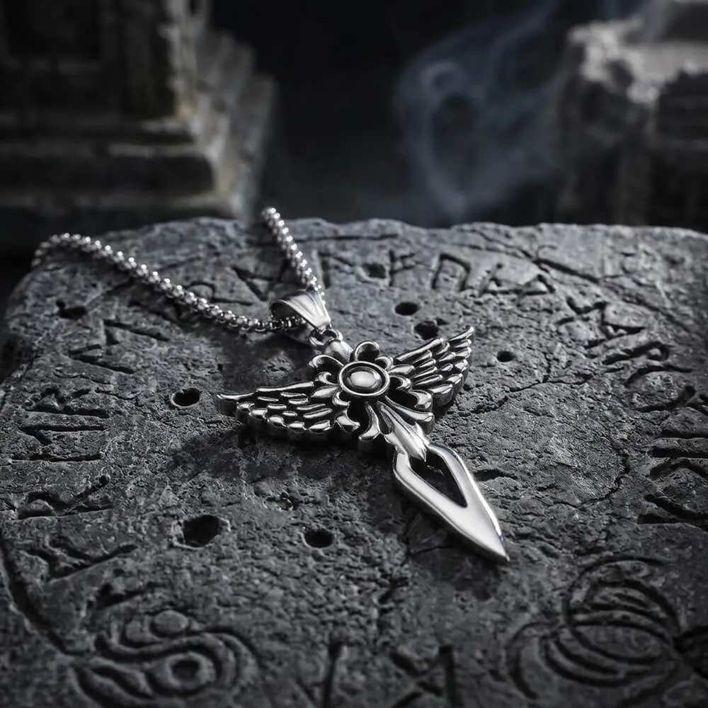 Punk Wings Sword Stainless Steel Cross Pendant sold by GTHIC product image thumbnail 4