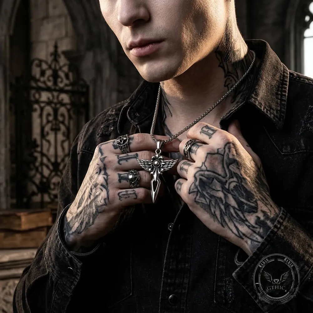 Punk Wings Sword Stainless Steel Cross Pendant sold by GTHIC product image thumbnail 2