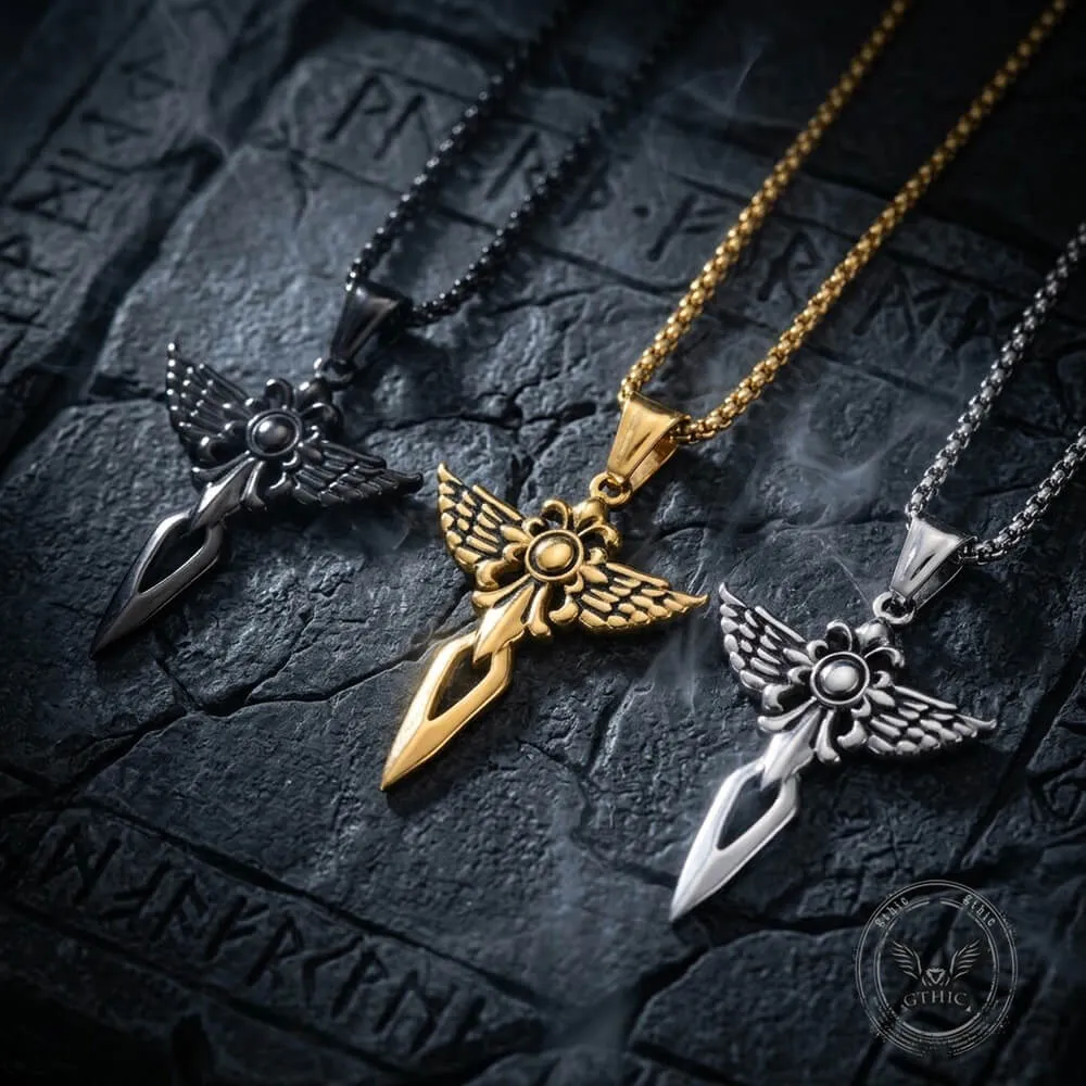 Punk Wings Sword Stainless Steel Cross Pendant sold by GTHIC product image thumbnail 3