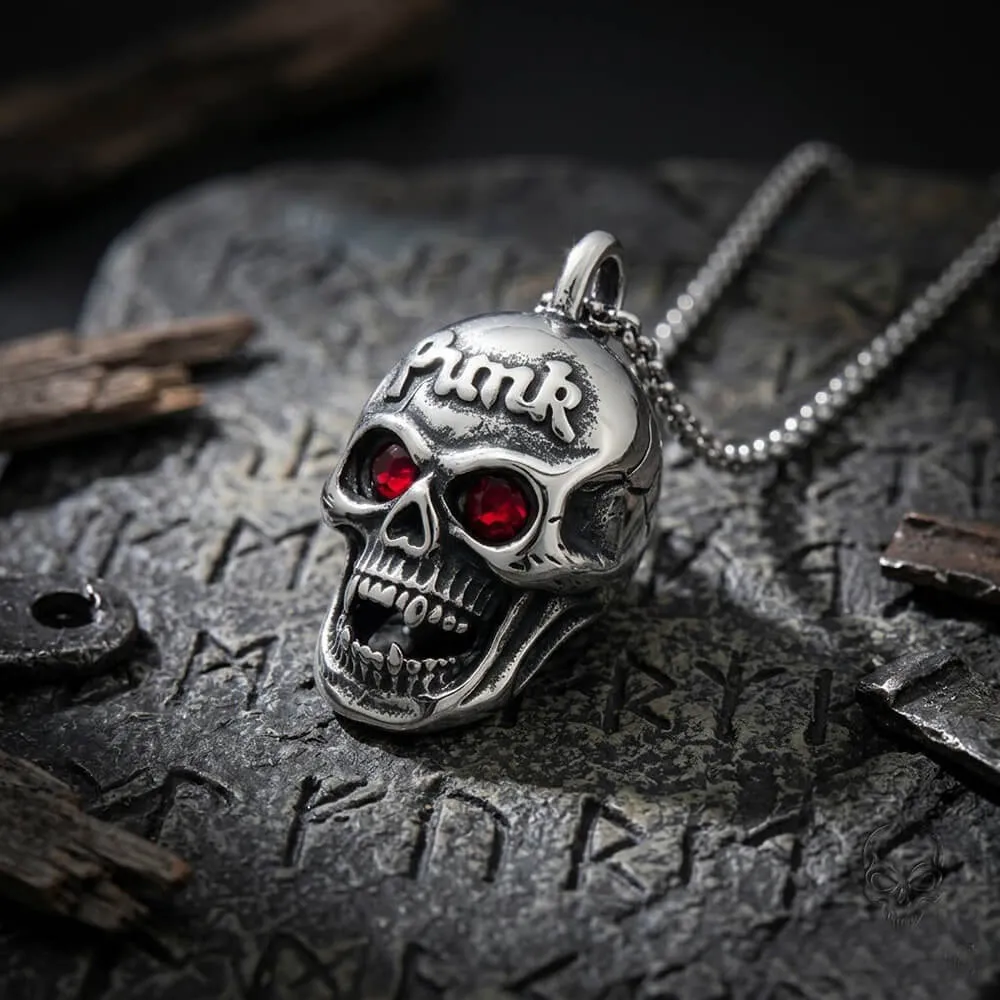 Hip-Hop Punk Red Gem Eyes Stainless Steel Skull Pendant sold by GTHIC product image thumbnail 4