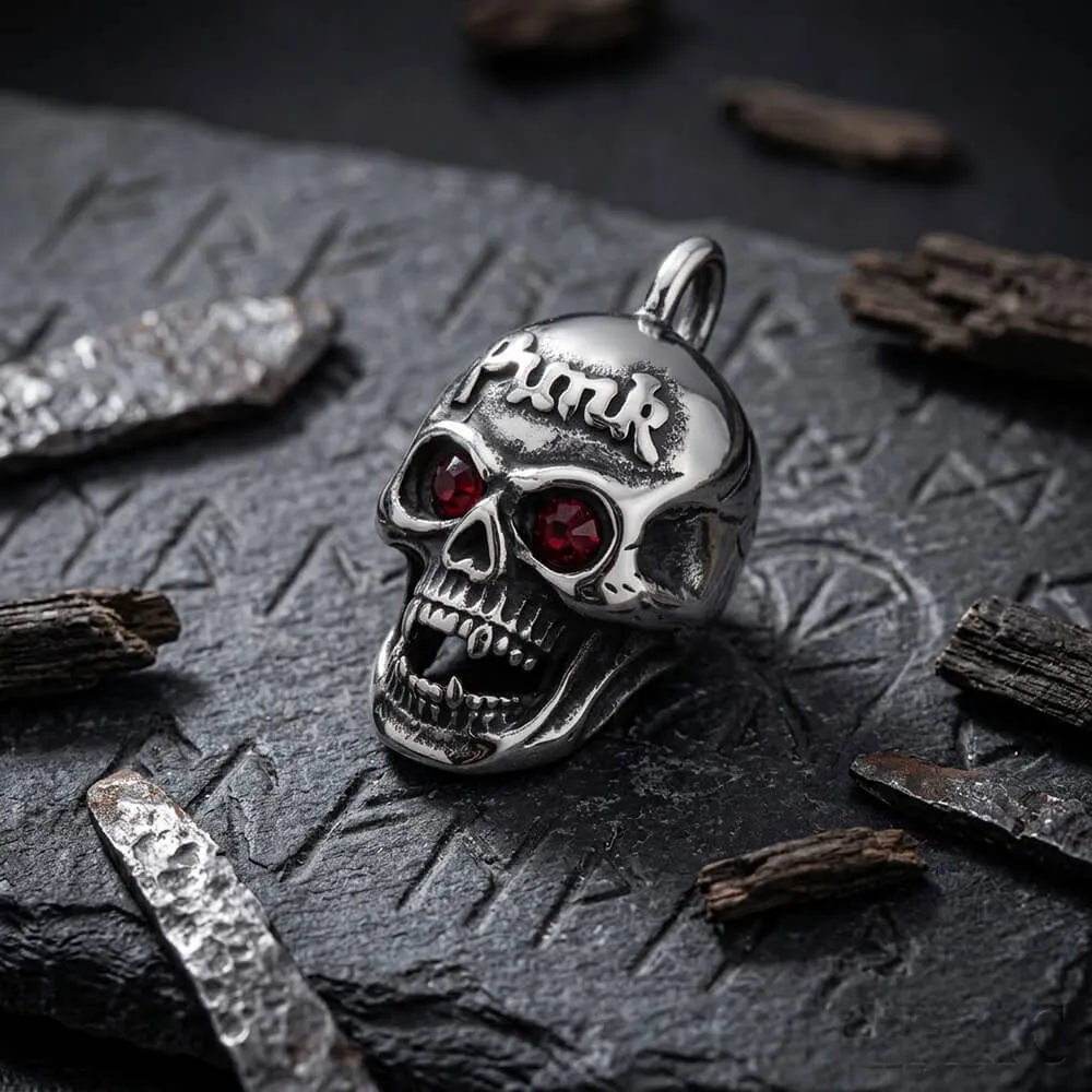 Hip-Hop Punk Red Gem Eyes Stainless Steel Skull Pendant sold by GTHIC product image thumbnail 5