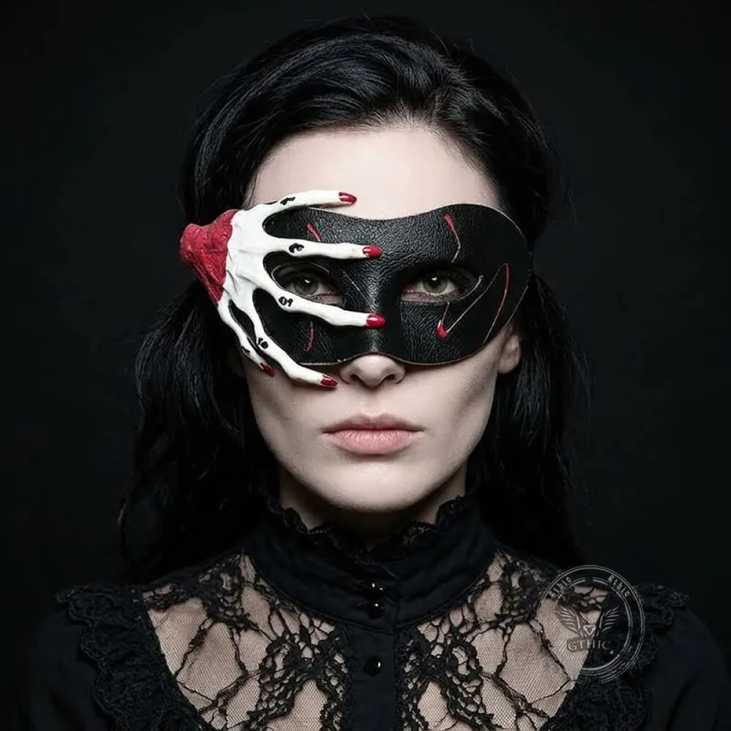 Gothic Ghostly Hand Design PU Leather Mask made by GTHIC