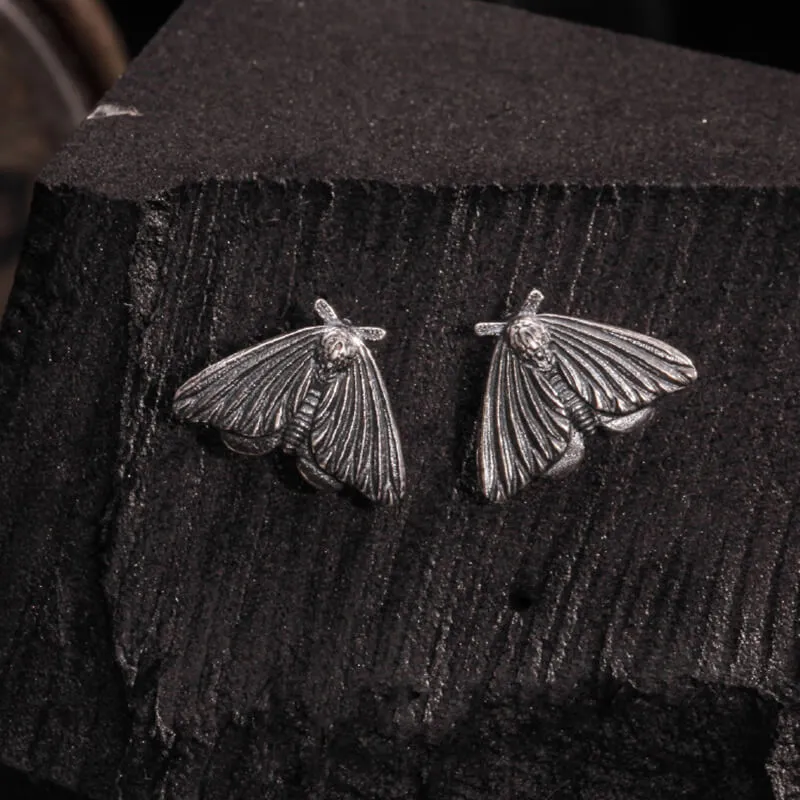 Gothic Moth Sterling Silver Stud Earrings sold by GTHIC