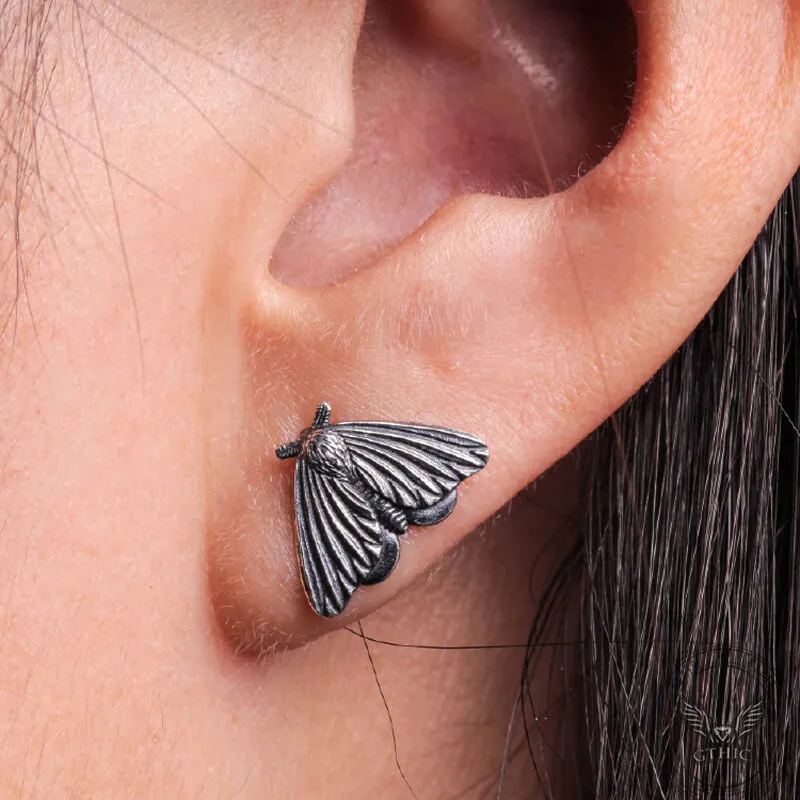 Gothic Moth Sterling Silver Stud Earrings sold by GTHIC product image thumbnail 2