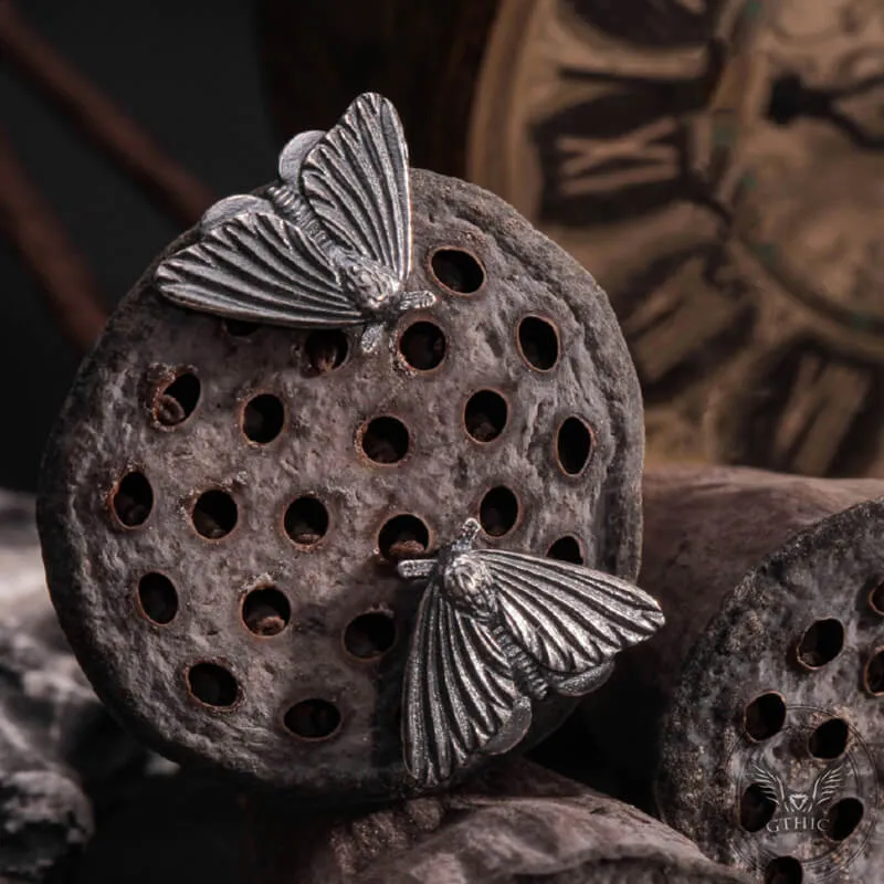 Gothic Moth Sterling Silver Stud Earrings sold by GTHIC product image thumbnail 3