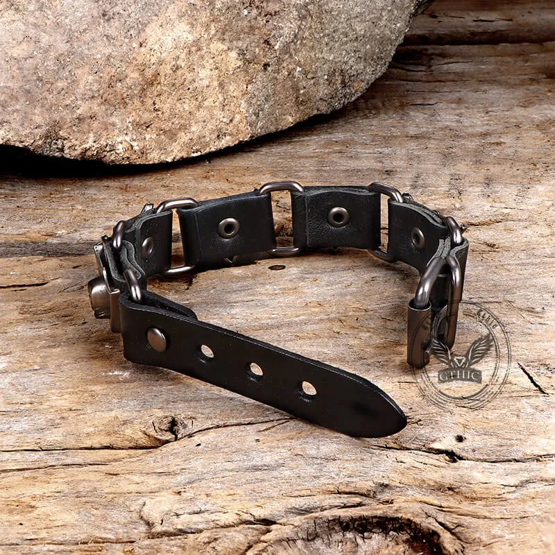 Punk Skull Head PU Leather Adjustable Bracelet sold by GTHIC product image thumbnail 3