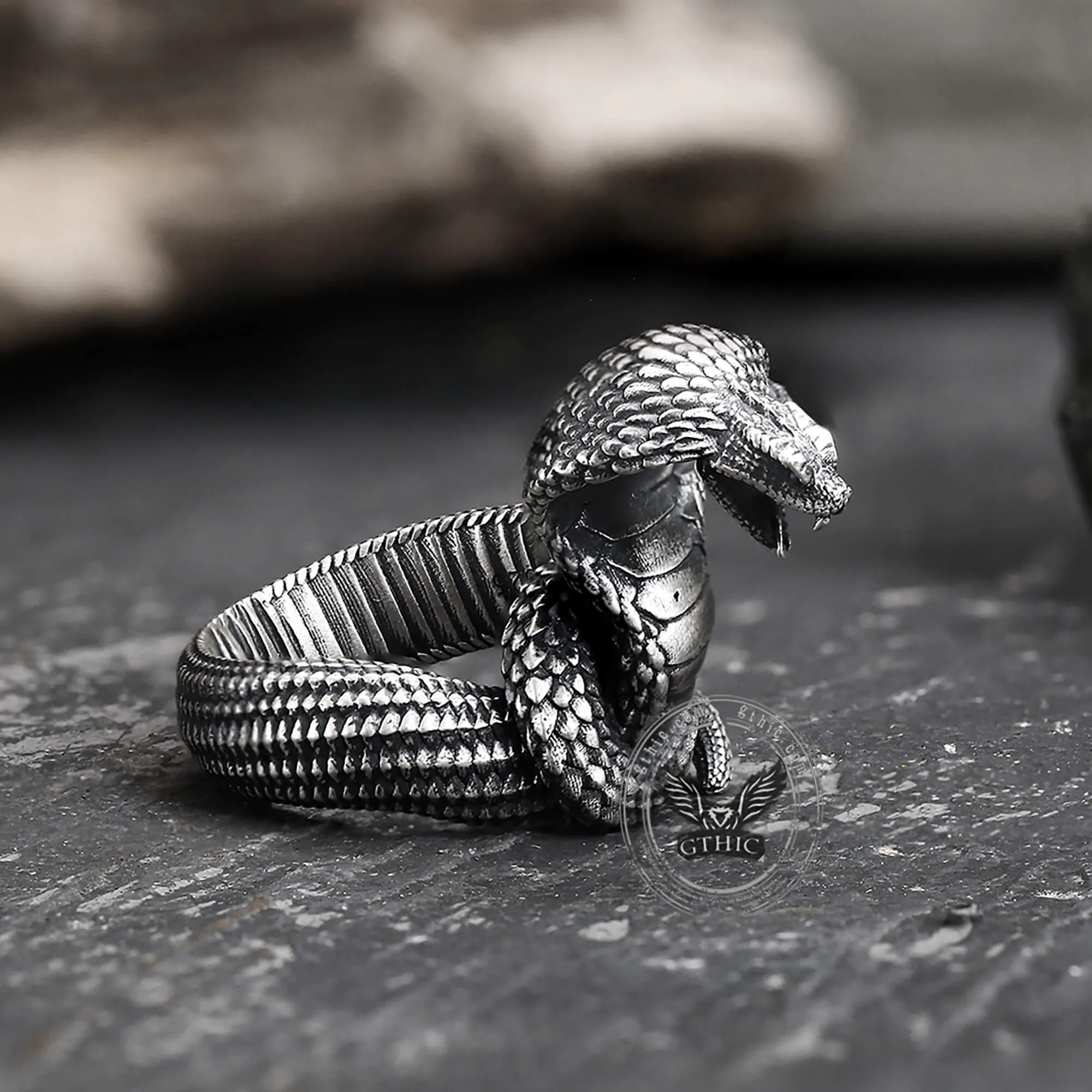 King Cobra Sterling Silver Snake Ring sold by GTHIC product image thumbnail 4