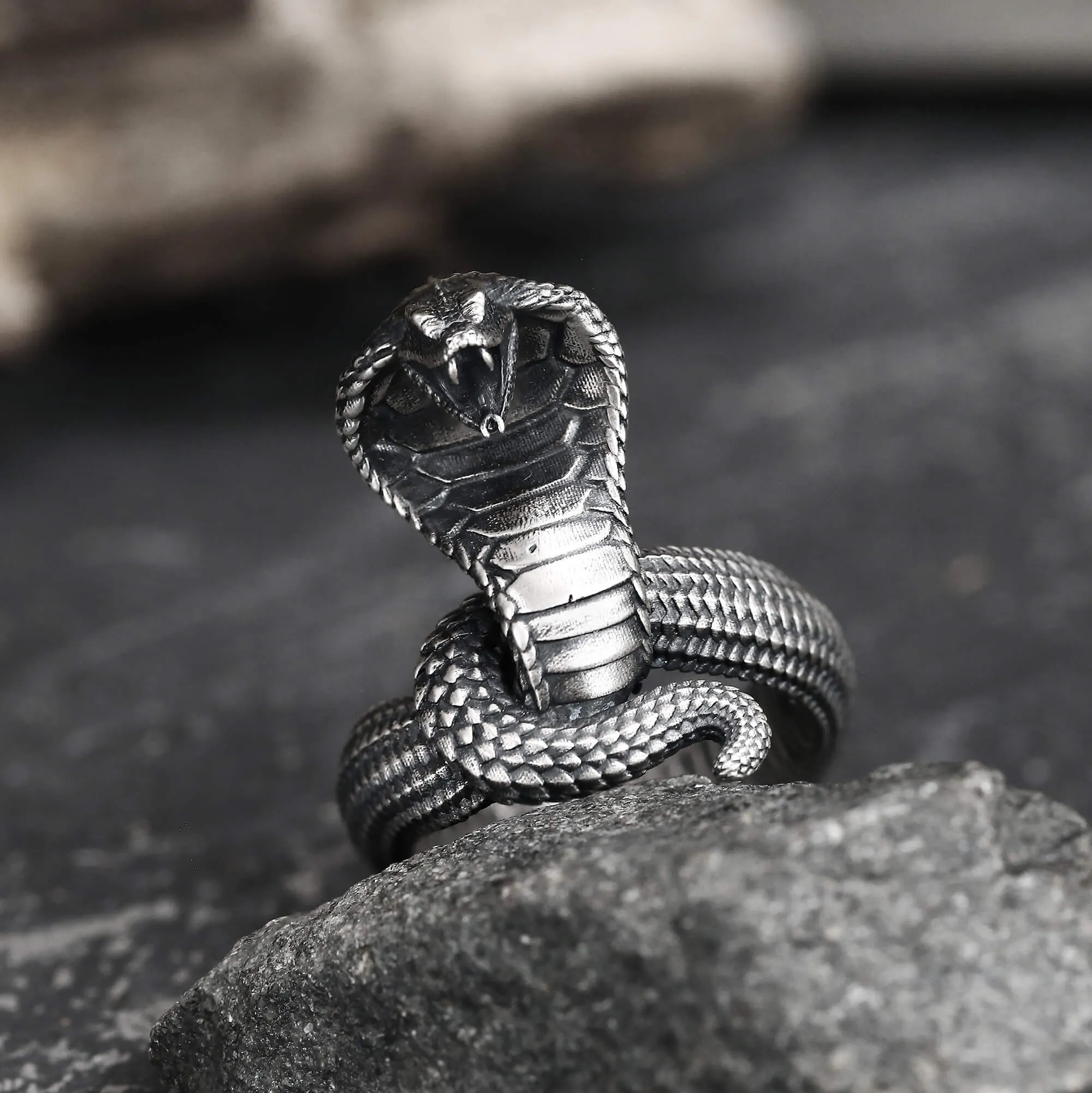 King Cobra Sterling Silver Snake Ring sold by GTHIC
