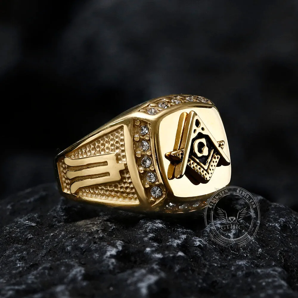AG Masonic Diamond Stainless Steel Ring sold by GTHIC product image thumbnail 3