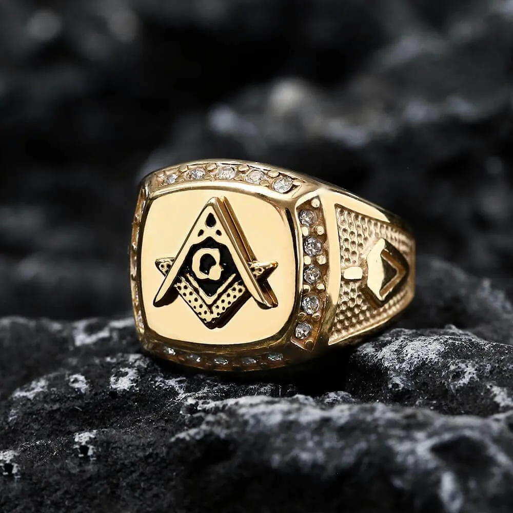 AG Masonic Diamond Stainless Steel Ring sold by GTHIC