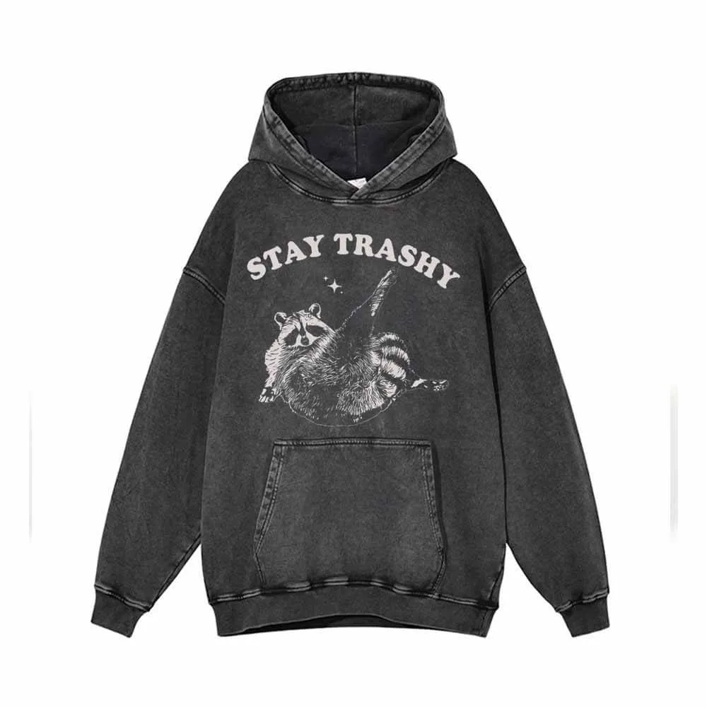 Stay Trashy Vintage Washed Hoodie sold by GTHIC